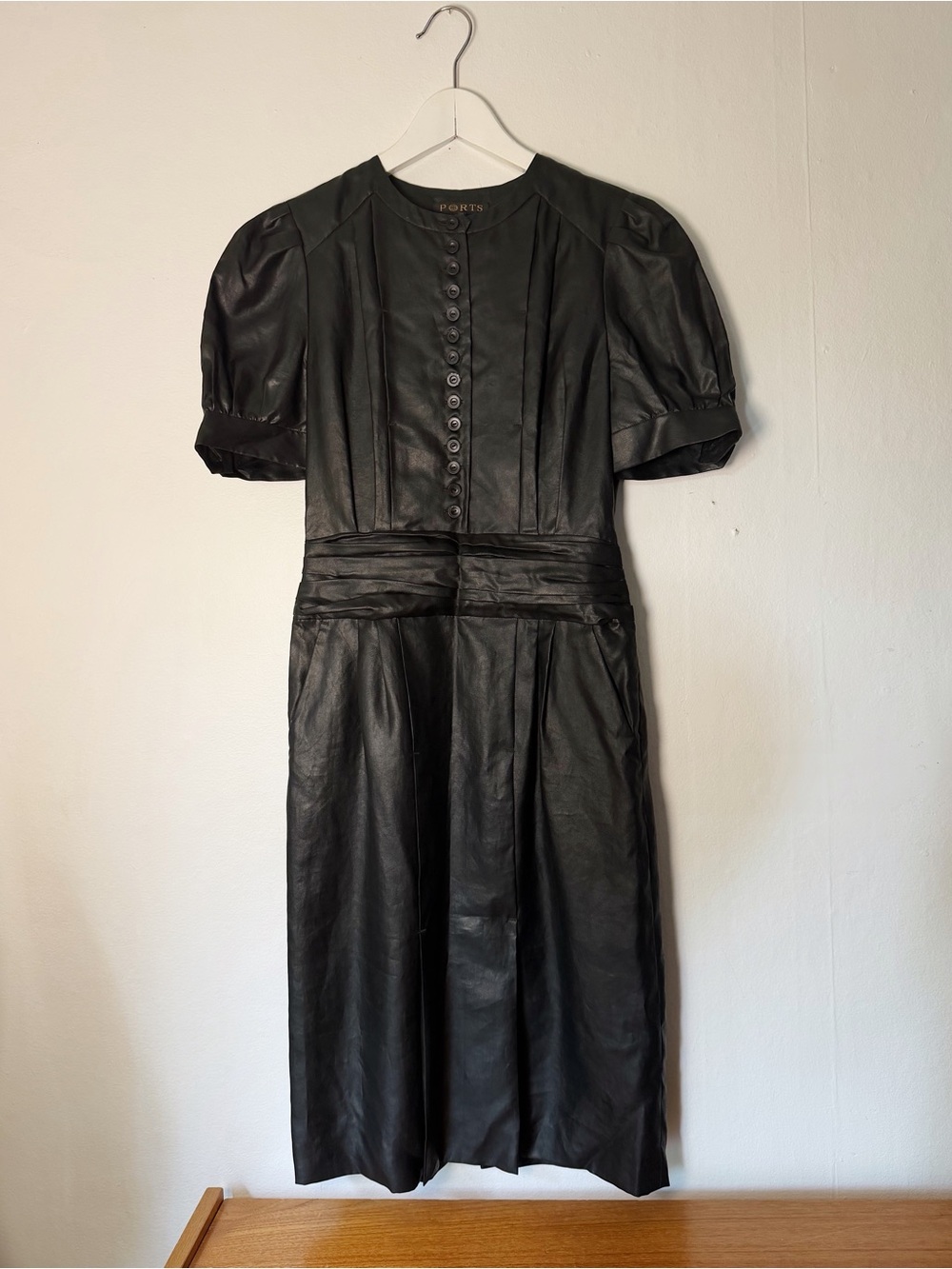 Ports 1961 Black Silk Structured Midi Dress (Fall 2012 Runway)